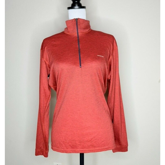 VTG Patagonia Capilene Lightweigh Quarter Zip-Neck Top M/L Red Baselayer USA - Picture 1 of 6